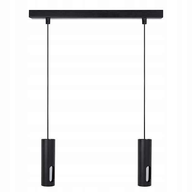 Moderní závěsná lampa, černá, stříbrná, 2 tuby do jídelny nad stůl Sigma