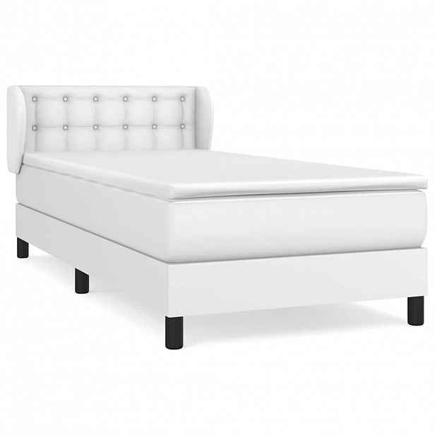 vidaXL Box spring postel s matrací bílá 100x200 cm umělá kůže