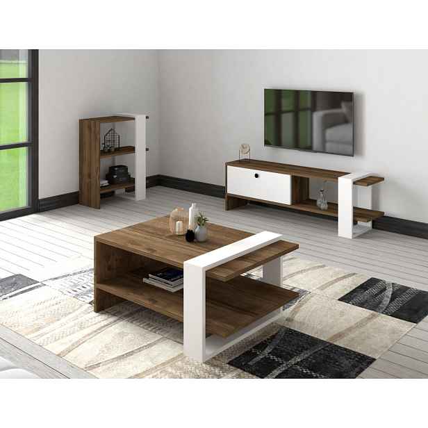 Living Room Furniture Set Gaye - Walnut, White