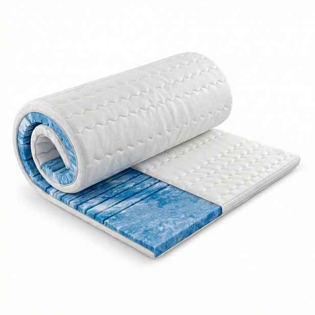 Schlaftroll TOPPER 200x200 cm – 7 zón – 8 cm gelové pěny – potah TENCEL™ Lyocell – precizní odlehčení tlaku