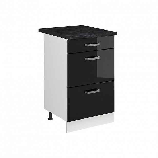 Vicco SPODNÍ SKŘÍŇKA KUCHYŇSKÉ LINKY R-Line, Černý vysoký lesk/Bílá, 50 cm pracovná doska antracitová