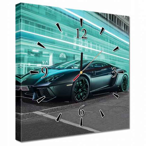 Nástěnné hodiny 30x30 auto Tyrkys
