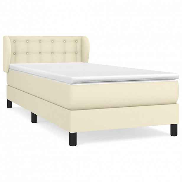 vidaXL Box spring postel s matrací krémová 100x200 cm umělá kůže