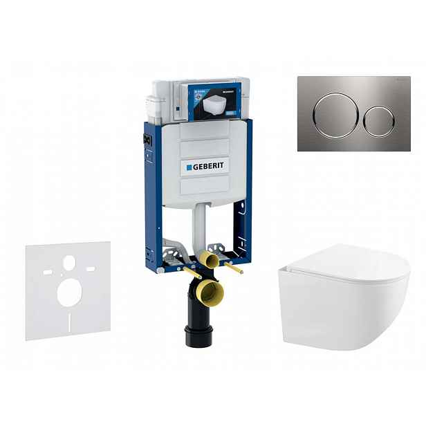 Geberit Kombifix - Set předstěnové instalace, kompaktního klozetu Gaia a sedátka softclose, tlačítko Sigma20, nerez SANI15CA6103