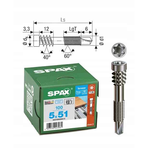 Šrouby do oceli Spax 5 x 51 mm 100 ks