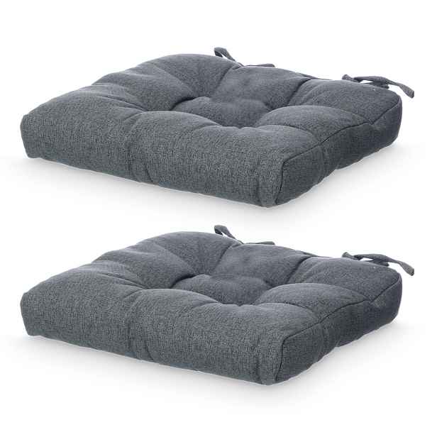 Polštáře Na Židli Polyester Antracitové 40 X 40 CM S Prošívanými Tkaničkami