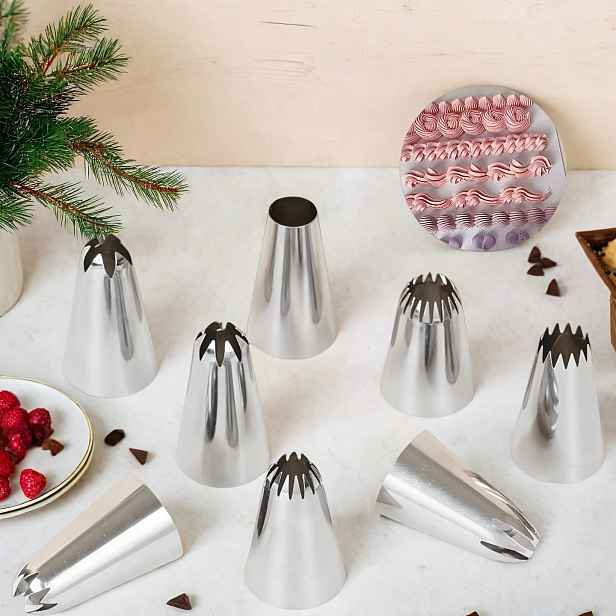 TEMU 8ks Sada Středních Cukrářských Špiček - Nástroj pro Dekorování Dortů, Ideální na Květinové Ozdoby, Krásné Cupcakes, Puffky a Pečené Dobroty