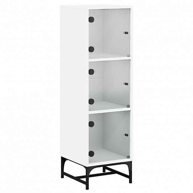 vidaXL Highboard se skleněnými dvířky bílý 35 x 37 x 120 cm