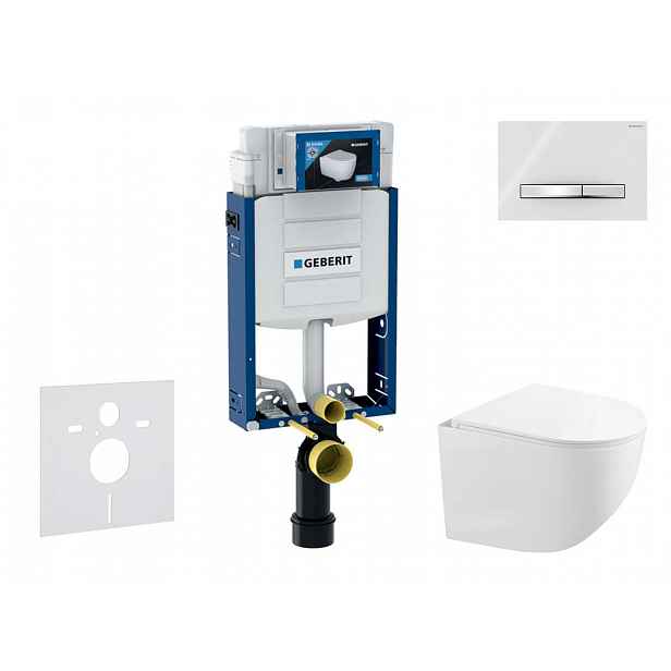 Geberit Kombifix - Set předstěnové instalace, kompaktního klozetu Gaia a sedátka softclose, tlačítko Sigma50, chrom/alpská bílá SANI15CA3129