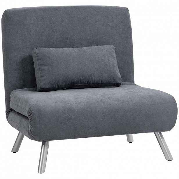 HOMCOM ROZKLÁDACÍ křeslo polyester kov tmavě šedé