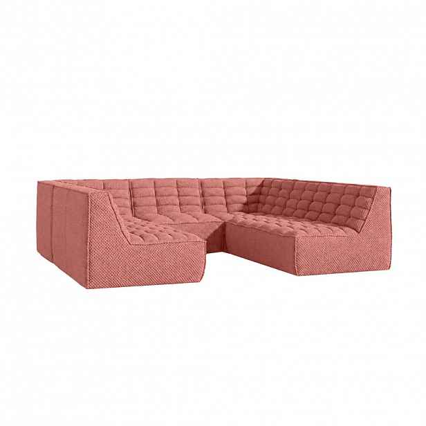 Kaiser Möbel ROHOVÁ SEDAČKA modulární Corner ve tvaru U, plyšová tkanina Pop, Růžová, LAZY U CORNER