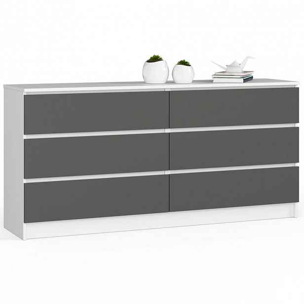 RAUMHIRSCH FURNITURE KOMODA bílá, grafitově šedá 77/160/40