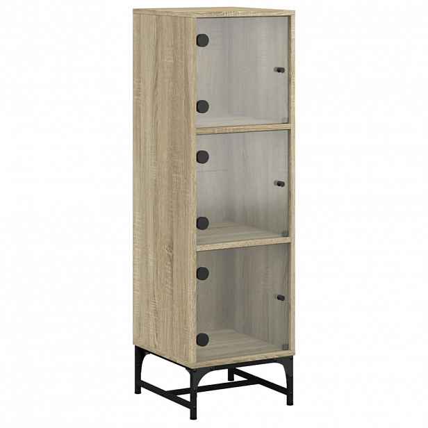 vidaXL Highboard se skleněnými dvířky dub sonoma 35 x 37 x 120 cm