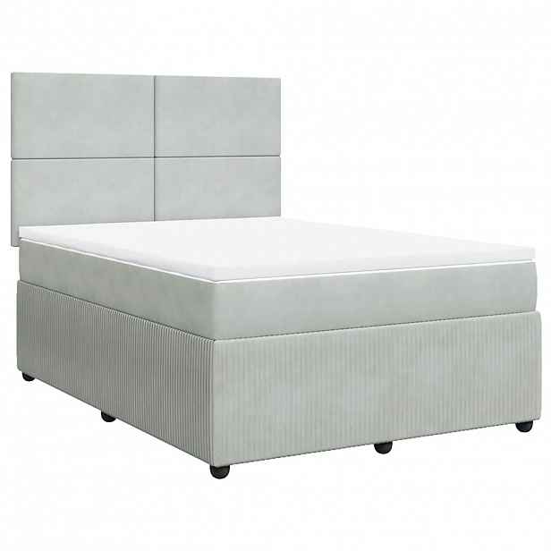 vidaXL Box spring postel s matrací světle šedá 140x200 cm samet