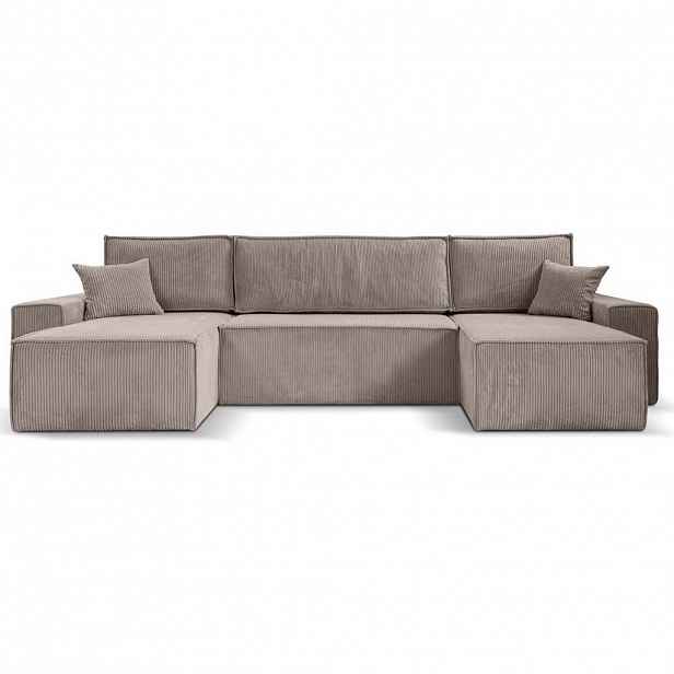 Beautysofa SEDACÍ SOUPRAVA Hektor U s funkcí spaní, 377 cm, cappuccino