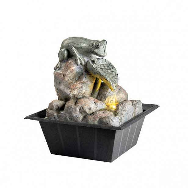 Fontána žába na kamenech svíticí LED polyresin 21cm