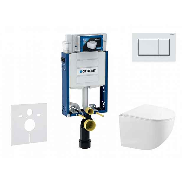 Geberit Kombifix - Set předstěnové instalace, kompaktního klozetu Gaia a sedátka softclose, tlačítko Sigma20, bílá/bílá mat SANI15CA3130