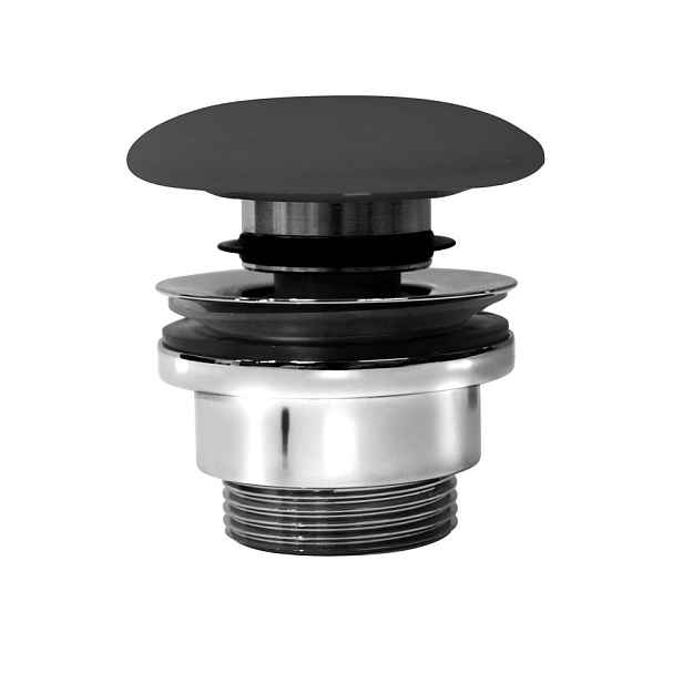 GSI umyvadlová výpust 5/4“, click-clack, keramická zátka, 5-65mm, černá mat