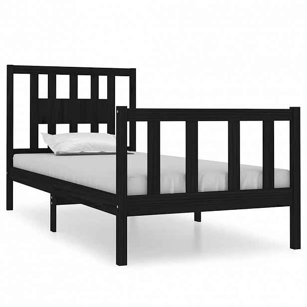 vidaXL Rám postele černý masivní dřevo 75 x 190 cm malé jednolůžko