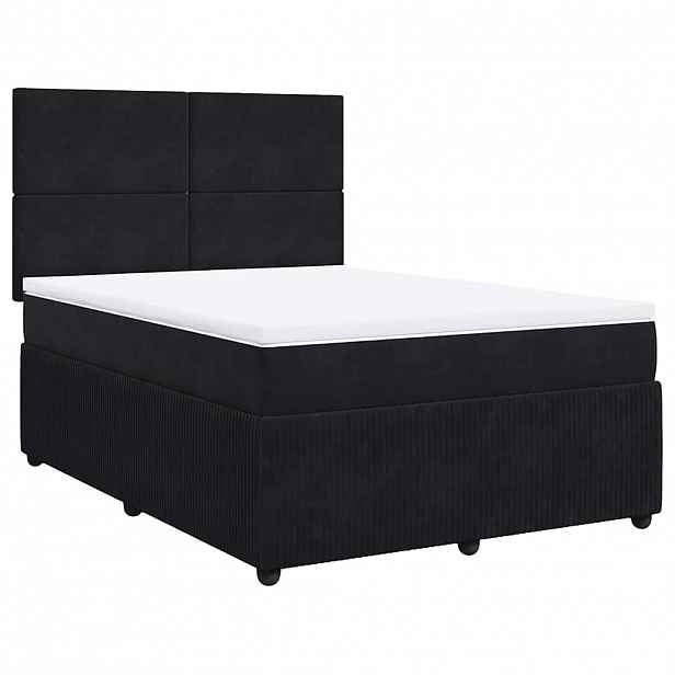 vidaXL Box spring postel s matrací černá 140x200 cm samet