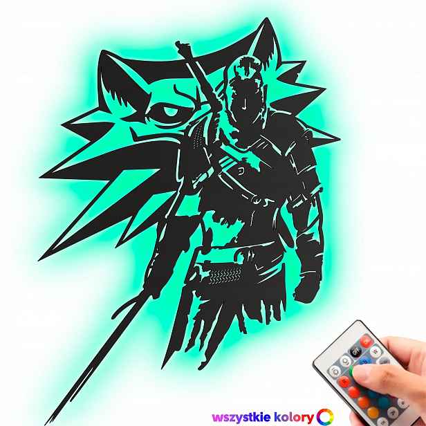 Dřevěný obraz Geralt Zaklínač Nástěnná Dekorace Dárek Noční Lampa Led