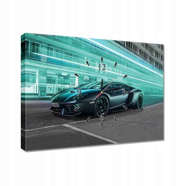 Nástěnné hodiny 60x40 auto Tyrkys