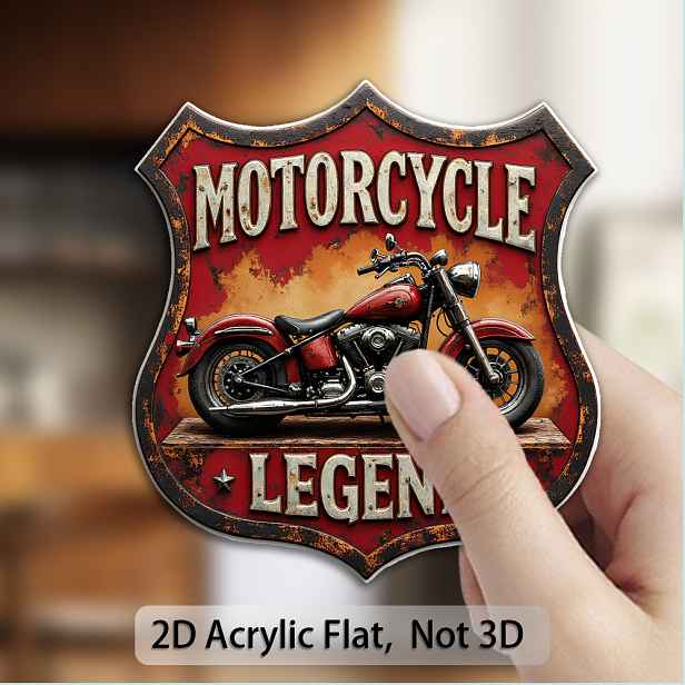 TEMU 1 Vintage Motocykl | Vintage Cedule pro Jezdce s Motocyklovou Grafikou, Akrylový Magnet na Lednici, Vhodný do Garáže, do Pánského Doupěte, na