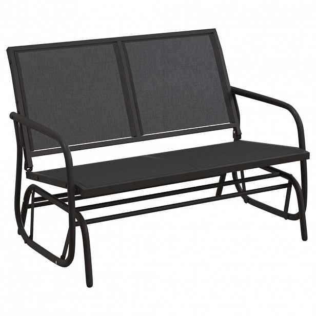 vidaXL Zahradní lavice glider černá 120,5x76x86,5 cm textilen a ocel