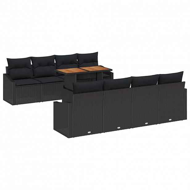 vidaXL Sada zahradních pohovek 9 ks Černá a hnědá