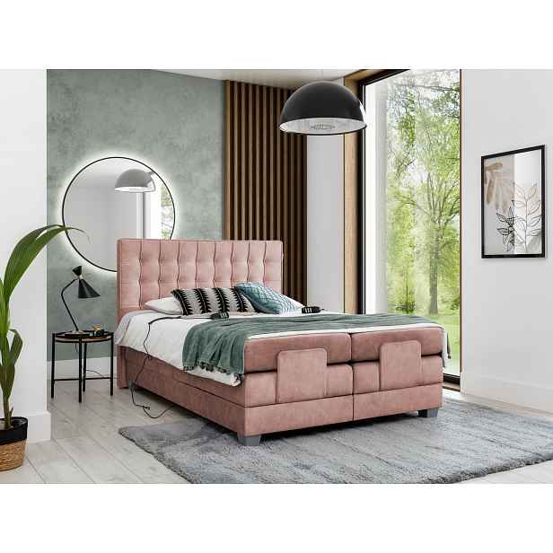 Elektrická polohovací postel 140x200 ZONA - růžová + topper ZDARMA
