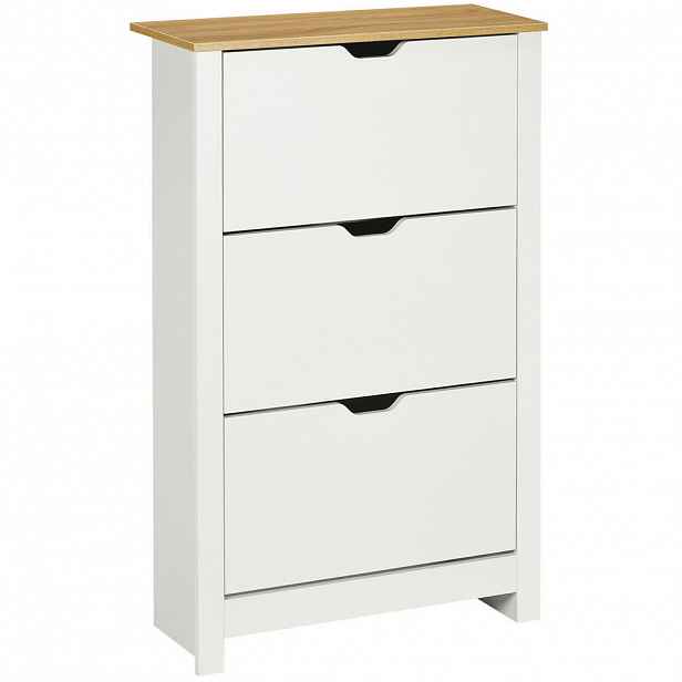 Redom BOTNÍK 72/26/112 cm s 3 výklopnými zásuvkami, úložným prostorem pro 18 párů a horní odkládací plochou, Bílá