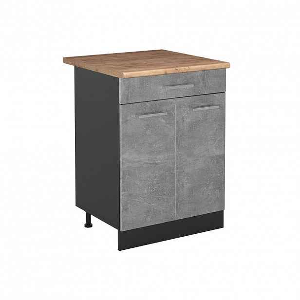 Vicco SPODNÍ SKŘÍŇKA KUCHYŇSKÉ LINKY R-Line, Beton/Antracit, 60 cm se zásuvkou pracovná doska Dub Goldkraft