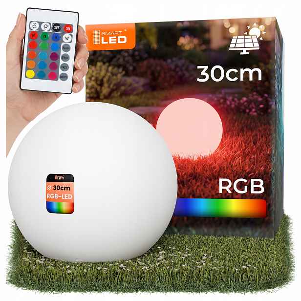 Zahradní lampa Kula do zahrady Led Solární Zapichovací Rgb Dálkové ovládání IP65 30 cm