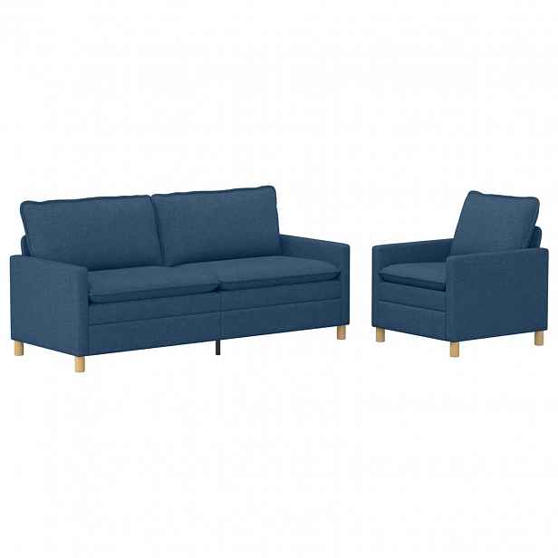 vidaXL Set pohovek 2 ks Modrá Textil