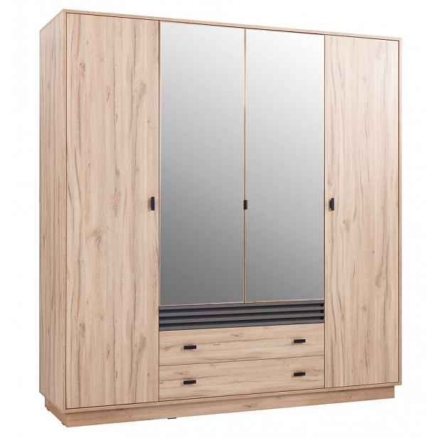 Šatní skříň s otočnými dveřmi Almo, 200 cm, dub estana/antracit