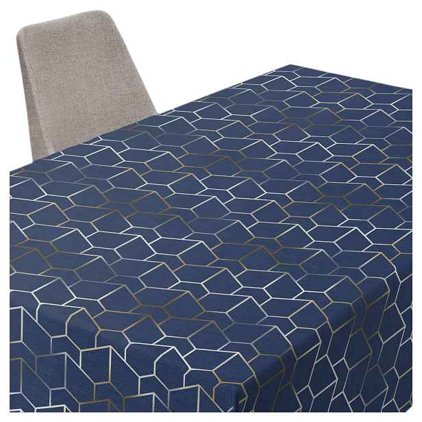 Ubrus odolný proti skvrnám Geometrický Tmavě modrý Minos 100 x 150 cm