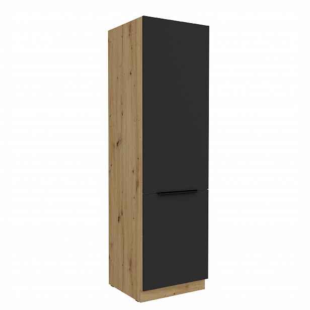 Vysoká potravinová skříňka Aria 60 DK-210 2F Barva korpusu: Dub artisan, Barva dvířek: BL - Black AFM