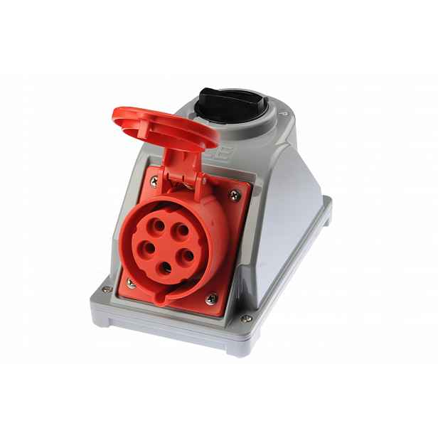 Zásuvka s vypínačem „combo-pol“ IP44 32A 400V 3P+Z+N vypnuto L-o-p