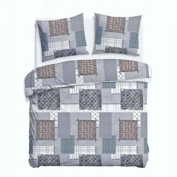 Povlečení flanelové 220x200 šedá bílá béžová patchwork Flanelove