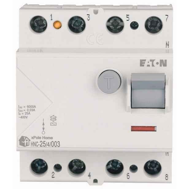 3-fázový proudový spínač 4P 25A 30mA 6kA 400V Ac HNC-25/4/003