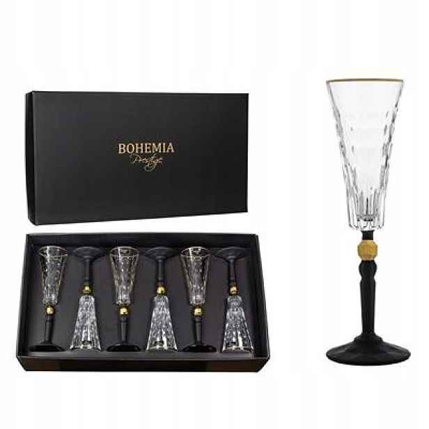 Bohemia Prestige Conte Black Skleničky Na Šampaňské 170 ML (6 Ks)