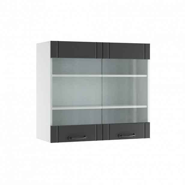 Vicco SKLENĚNÁ KUCHYŇSKÁ SKŘÍŇKA Fame-Line Antracitový venkovský dům 80 cm