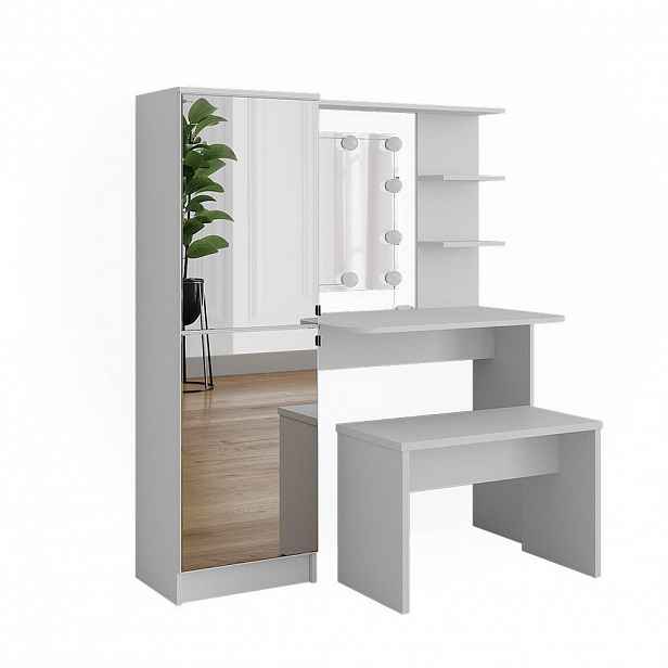 Vicco TOALETNÍ STOLEK Jasmin Bílá 123 cm s osvětlením LED a lavičkou