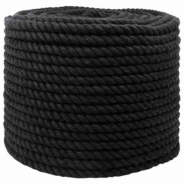 vidaXL Bavlněné lano 14 mm 25 m Černá 100% bavlna