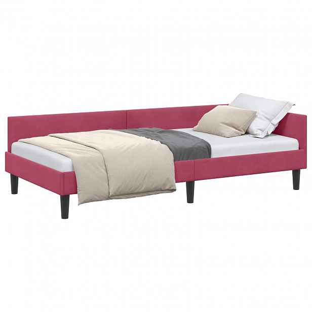 vidaXL Rohový rám postele Víno Červené 90 x 190 cm samet