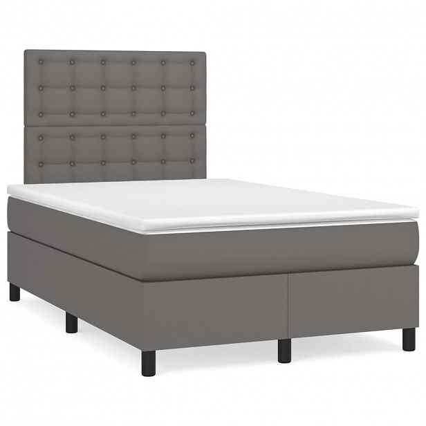 vidaXL Box spring postel s matrací šedá 120x200 cm umělá kůže