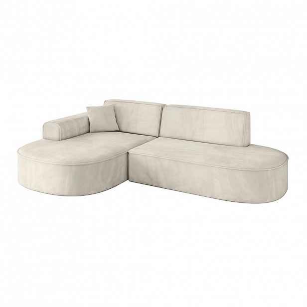ALTDECOR ROHOVÁ SEDACÍ SOUPRAVA s otomanem vlevo MARI-L1 – 243 x 171 x 79 cm, ecru velur