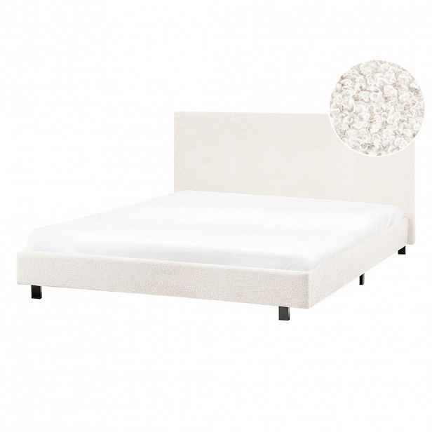 Beliani POSTEL s roštem 140/200 cm Bouclé Krémově bílá Albi