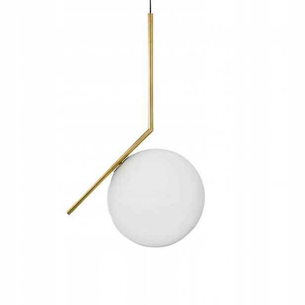 Mléčná koule 20 cm – moderní závěsná lampa z mosazi, zlatá