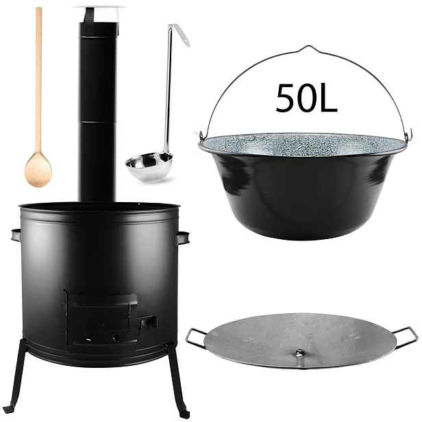 Perfect Home Pael-Set-69 Kotlíková souprava 50L, 6ks – kotlina/kouřovod/kotlík/vařečka/naběračka/deska